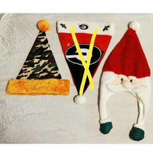 Lot of 2: Cameo & Santa 3D Face Xmas Santa Hat Left *****NO MORE GEORGIA BULLDOG